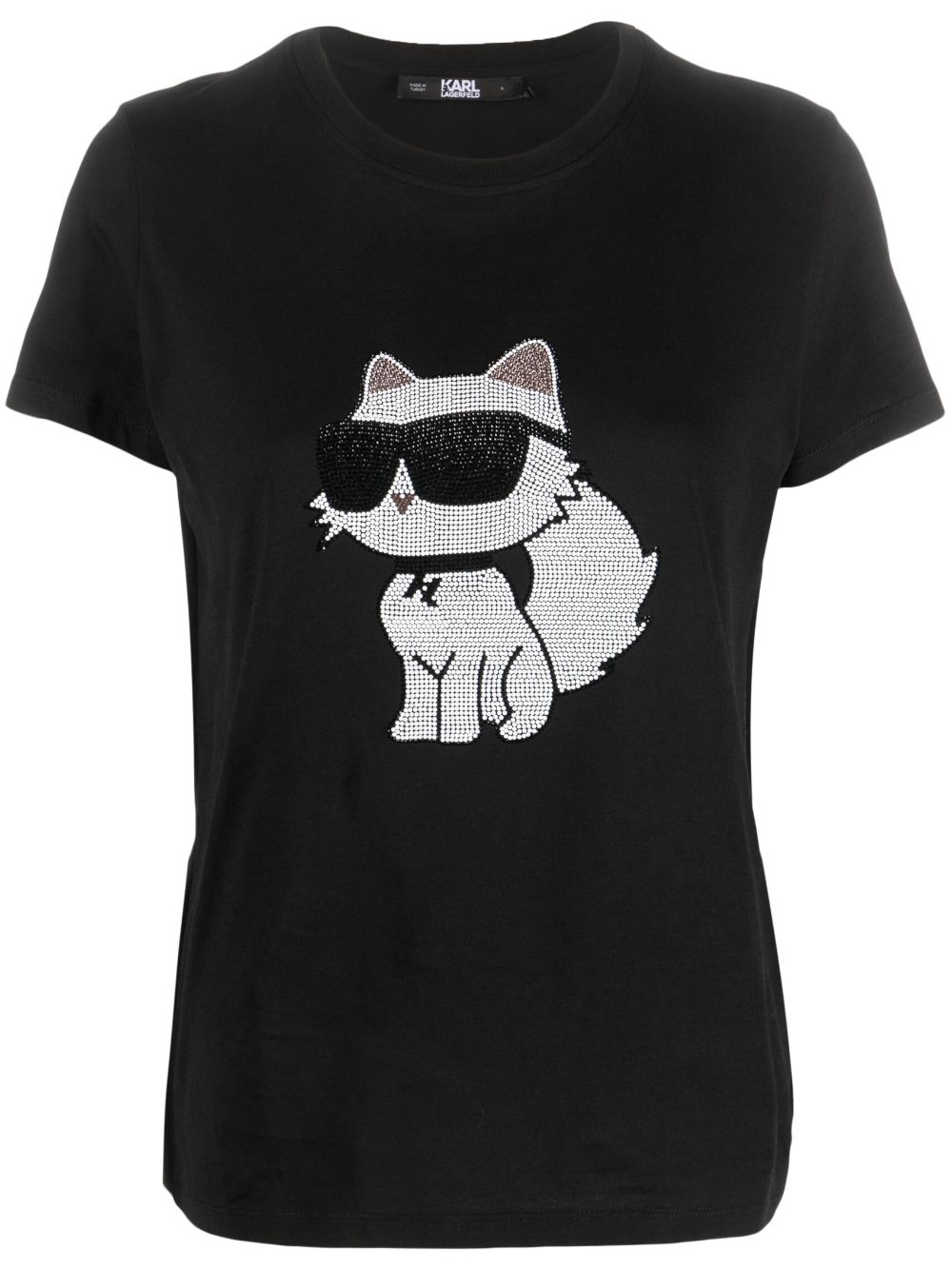 Cat-print cotton T-shirt - Black