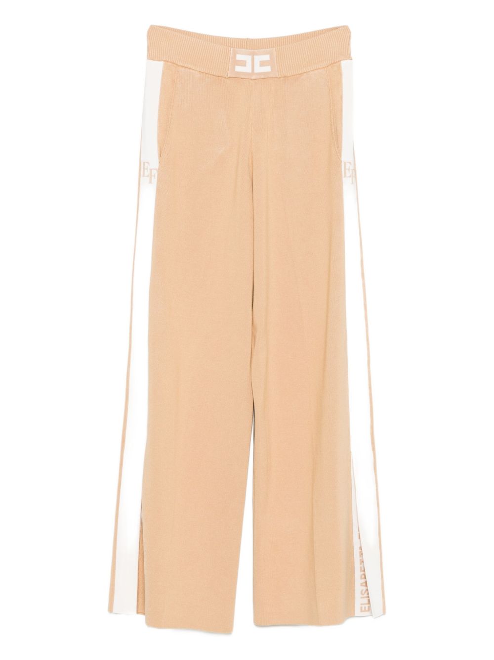 Tricot with Contrast Side Stripes Trousers — Beige