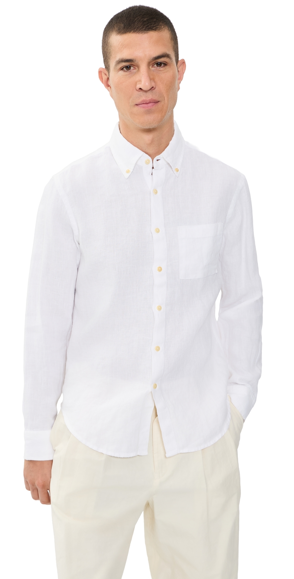 Linen Playa Button Down Shirt Snow