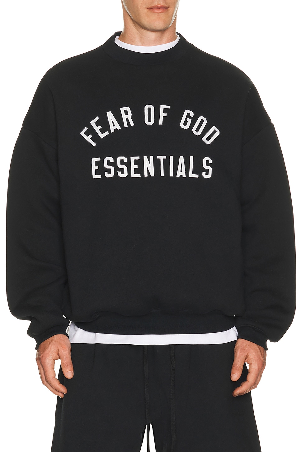 Fear of God ESSENTIALS 90'S Crewneck Sweatshirt in Black. S. Also in XS, M, L, XL/1X, XXL/2X