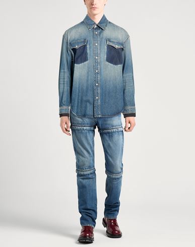 Man Denim shirt Blue Size 42 Cotton, Polyamide