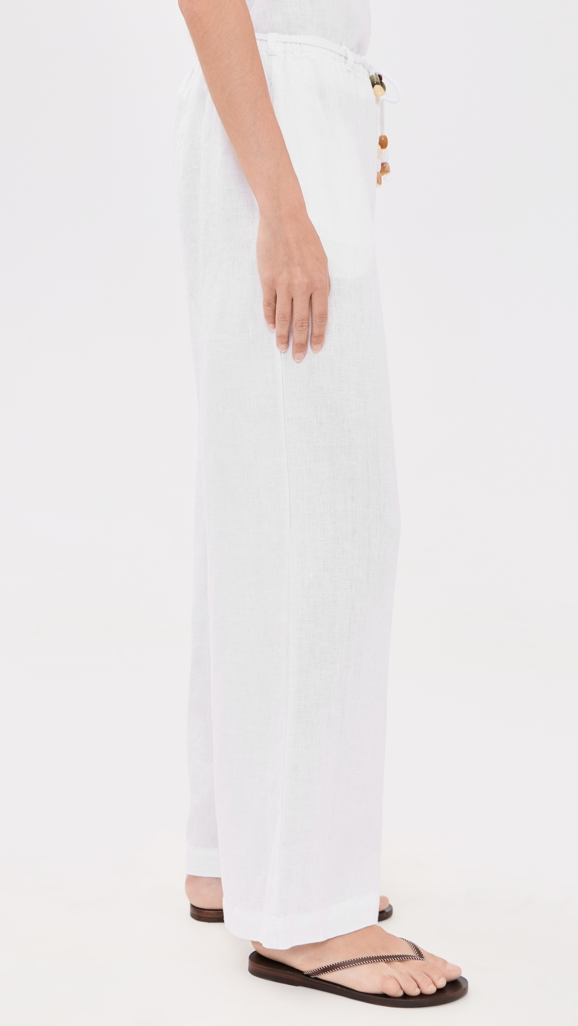 Beaded Belt Pants White
