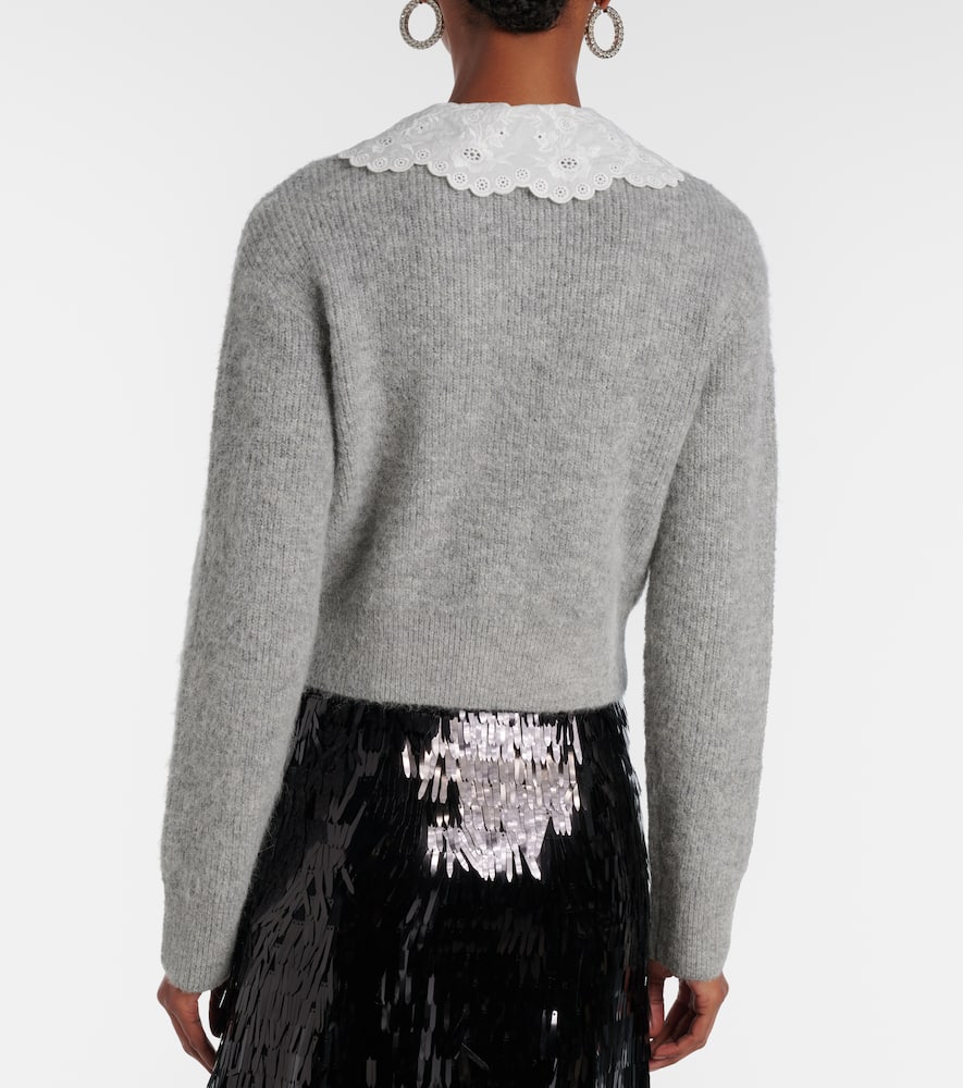 Embellished lace-trimmed cardigan