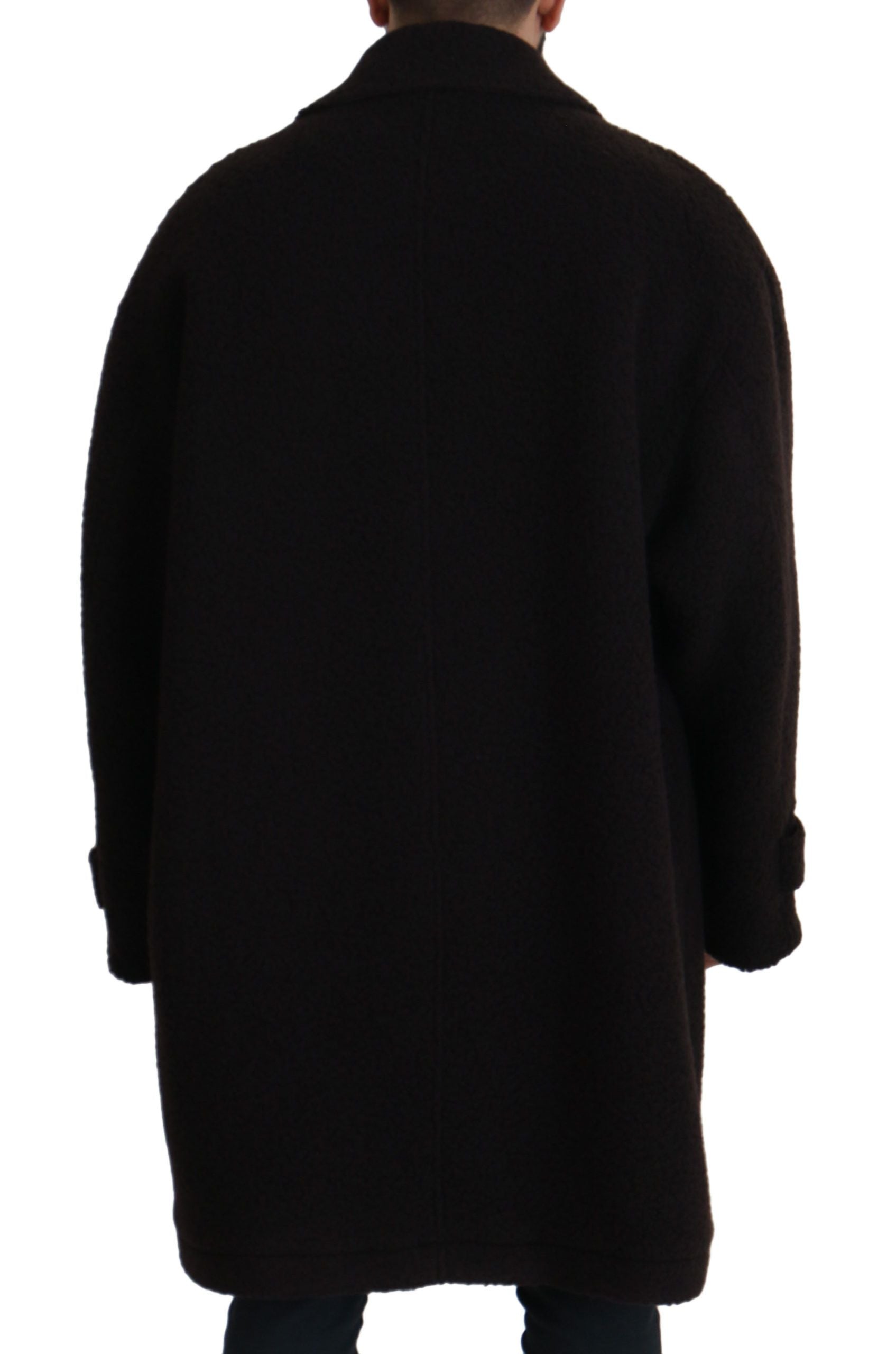 Alpaca Wool Blend Button-Down Coat — Black