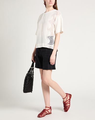 Alpha Studio Woman Top White Size 4 Linen, Viscose, Polyester