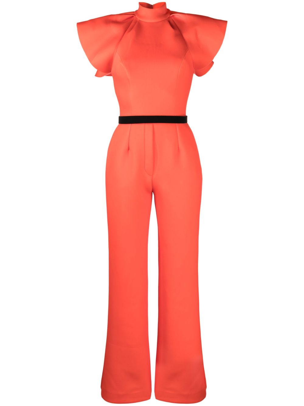 Ruffled-detail belted jumpsuit - Orange