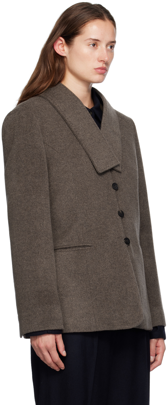 LE17SEPTEMBRE Brown Muffler Collar Blazer