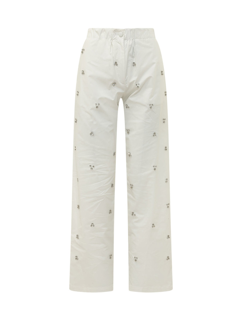 White Straight Drawstring Pants