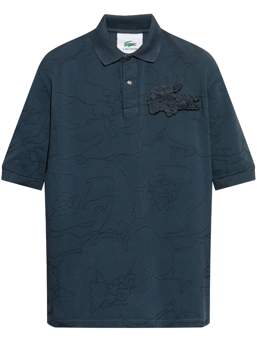 Crocodile-appliqué polo shirt - Blue