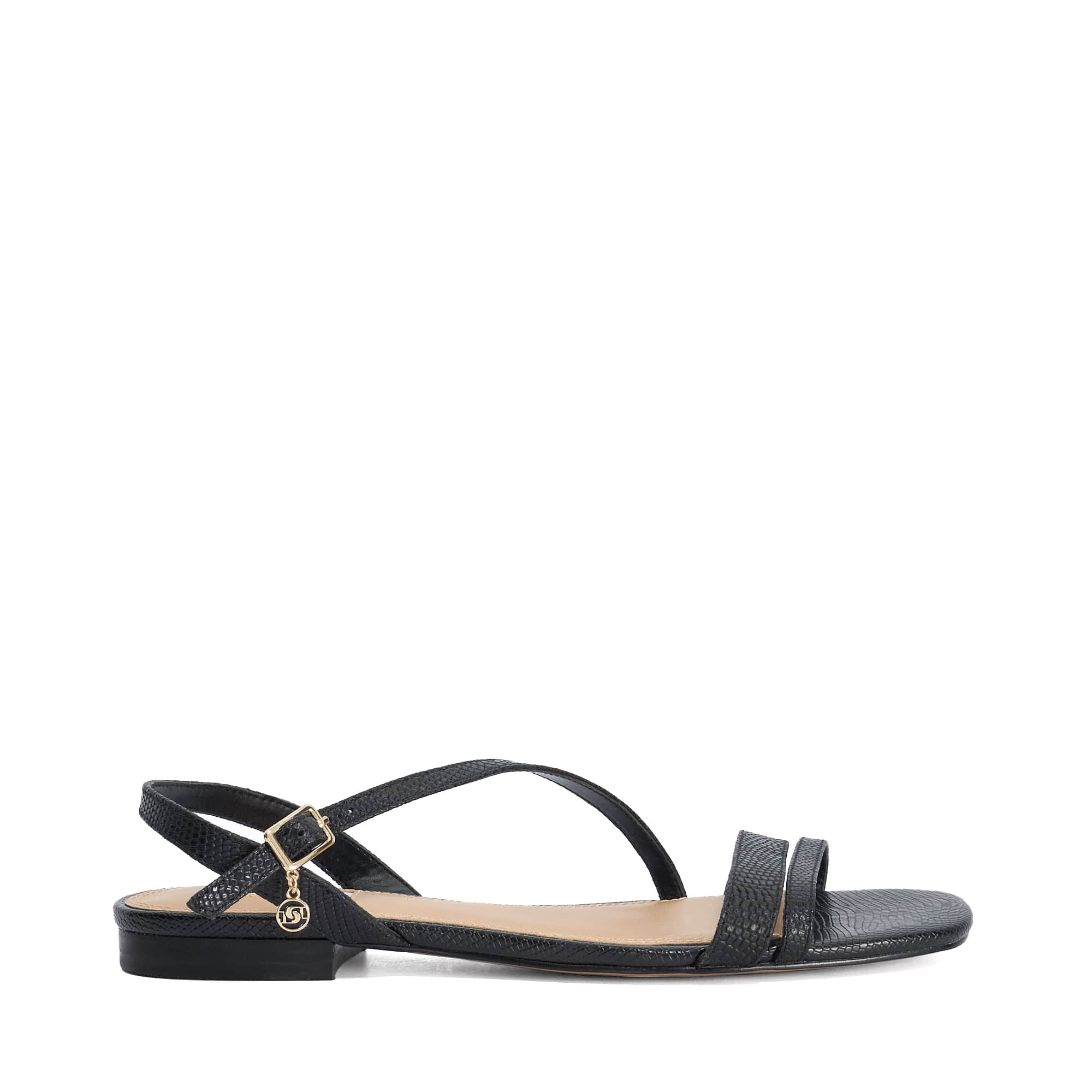 Dune London Womens Ladies Levon - Flat Leather Sandals - Black