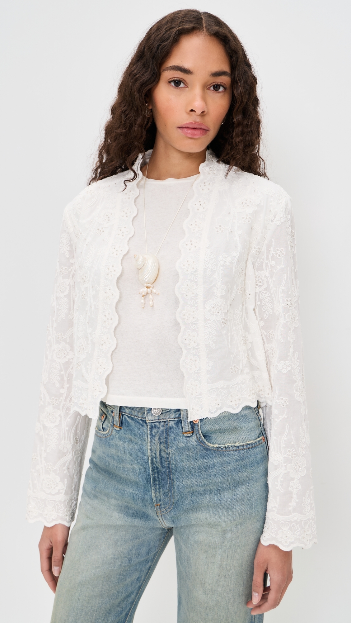 Embroidered Jacket White
