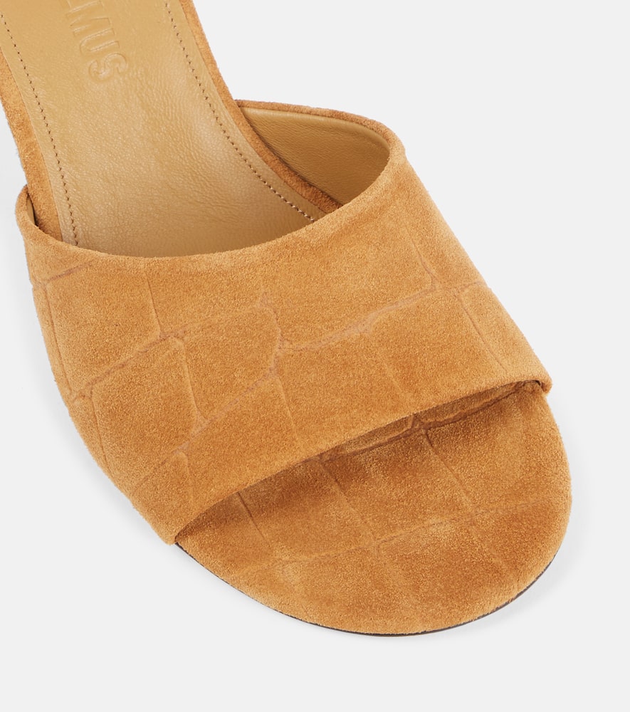 Jacquemus Cubisto 70 croc-effect suede mules