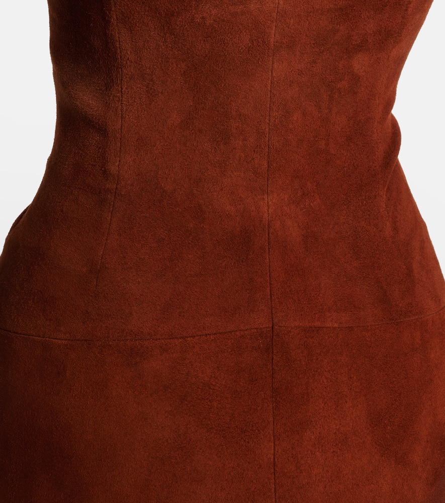 Monica strapless suede midi dress