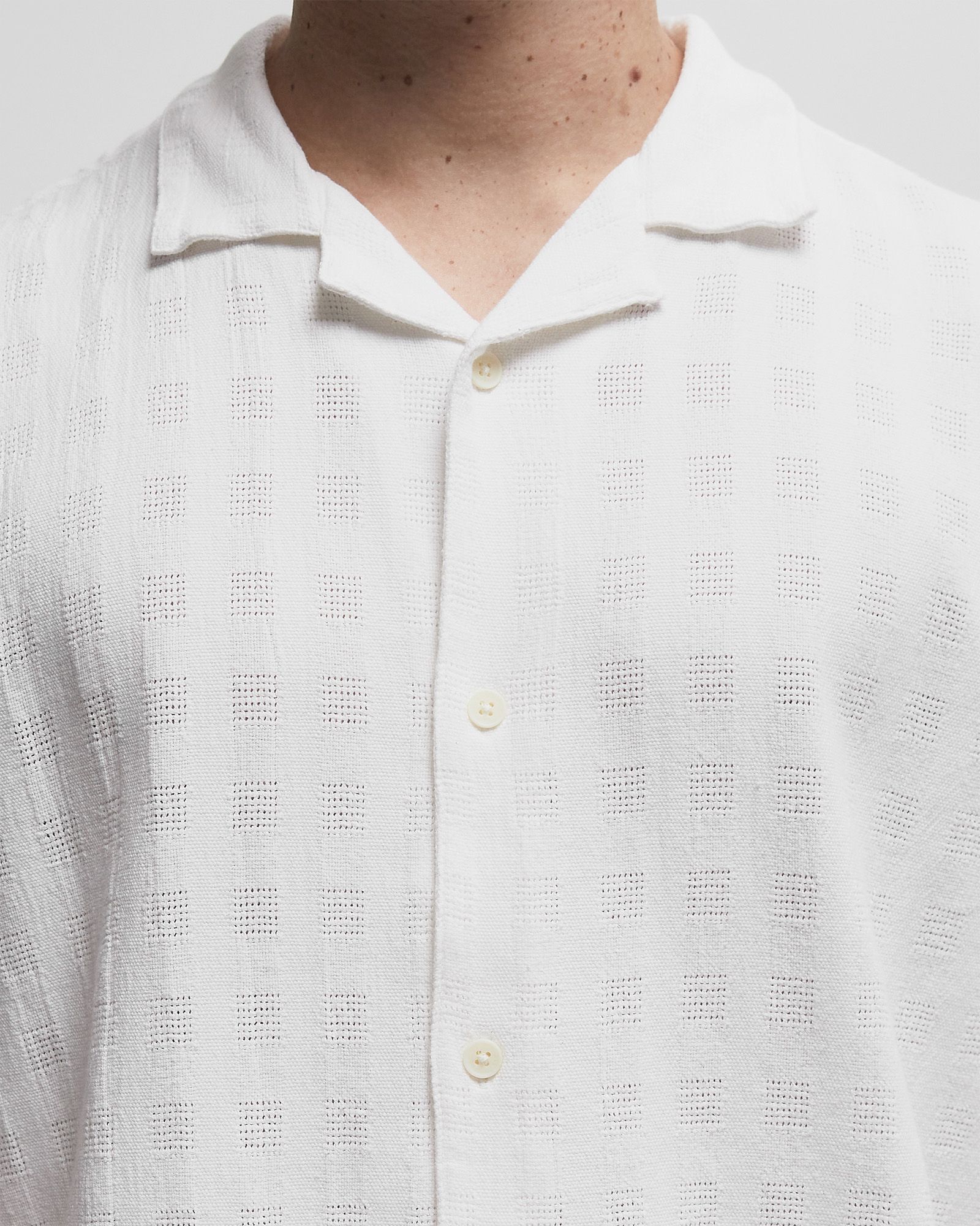 DIDCOT SS SHIRT OPEN WEAVE GRID white male Shortsleeves now available at BSTN