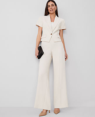 Ann Taylor The Petite Side Zip Wide-Leg Pant in Fluid Crepe