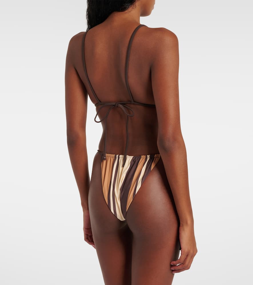 Mahogany striped bikini bottoms