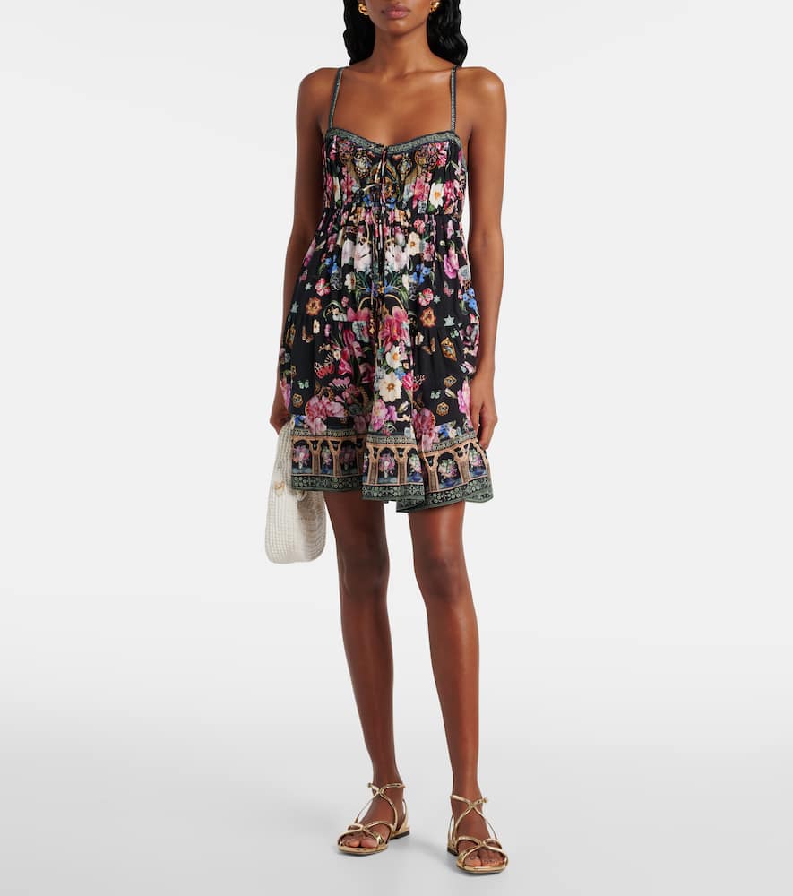 Crystal-embellished silk minidress