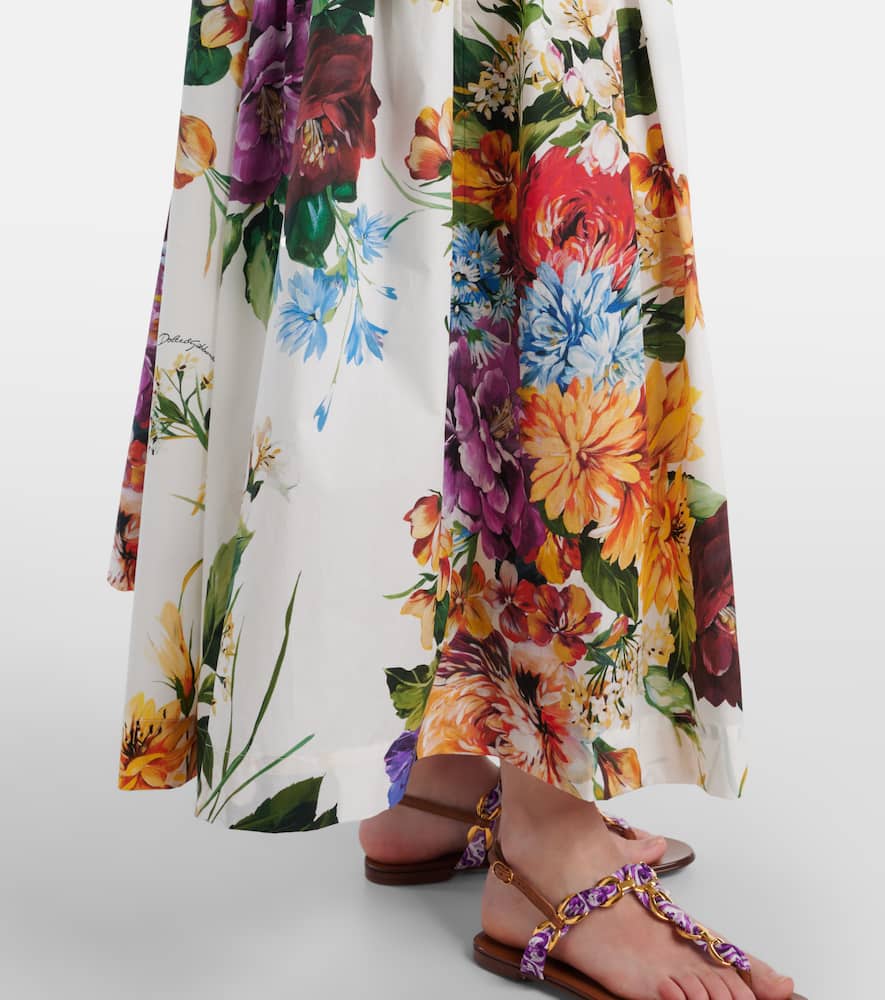 Cropped floral cotton shirt