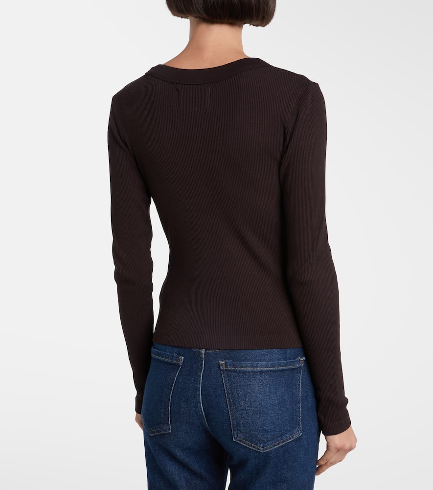 Ribbed-knit jersey top