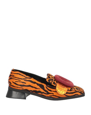 ) Woman Loafers Orange Size 6 Leather