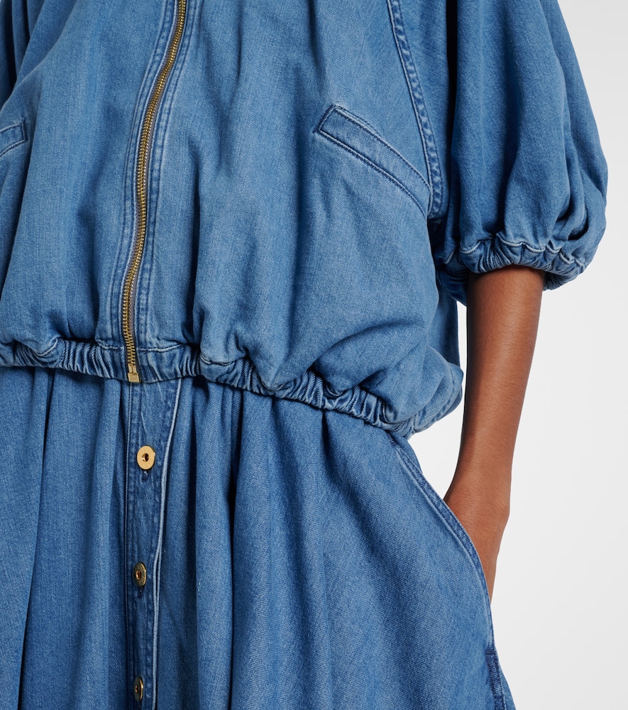 Tie-neck denim jacket