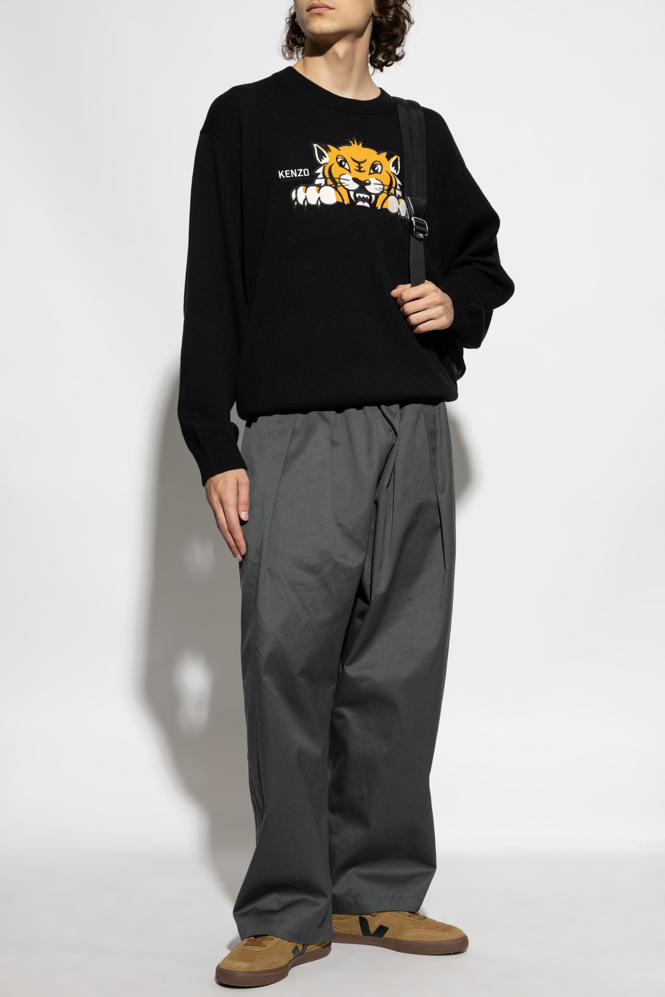 Sweater With A Colorfully Embroidered Logo, Men's, Black