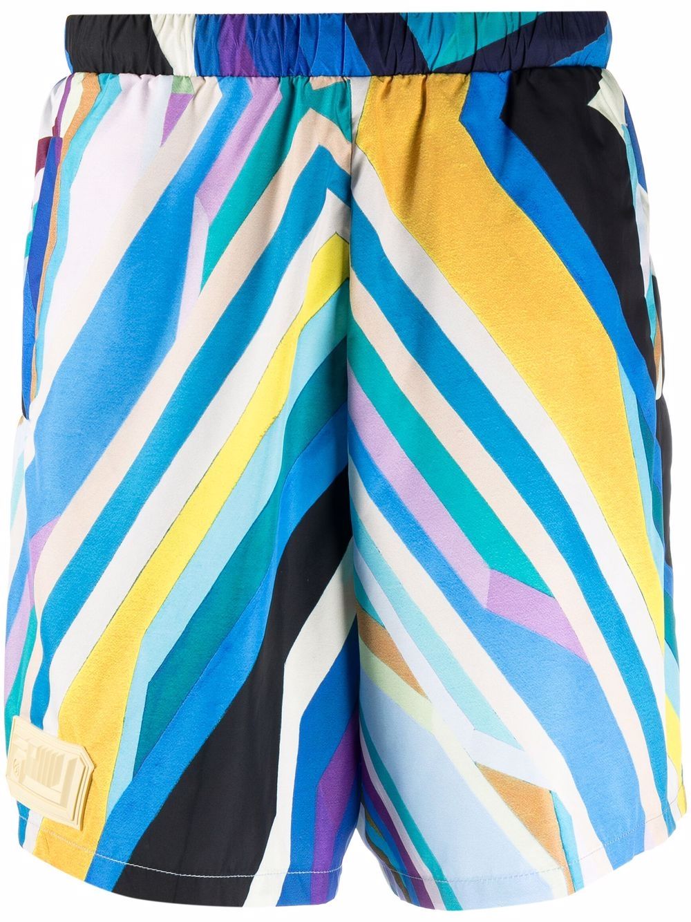 Domenico Formichetti stripe-print high-waisted shorts - Blue