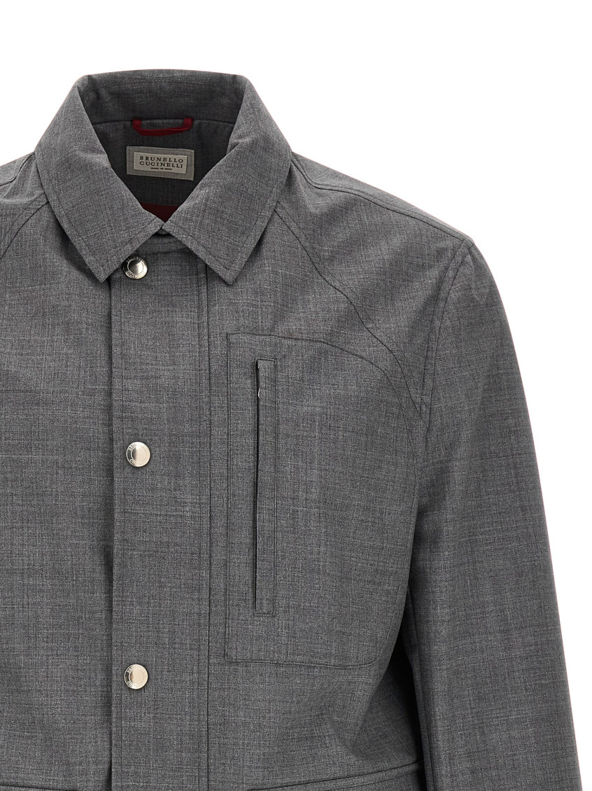 Grey Shirt Collar Jacket