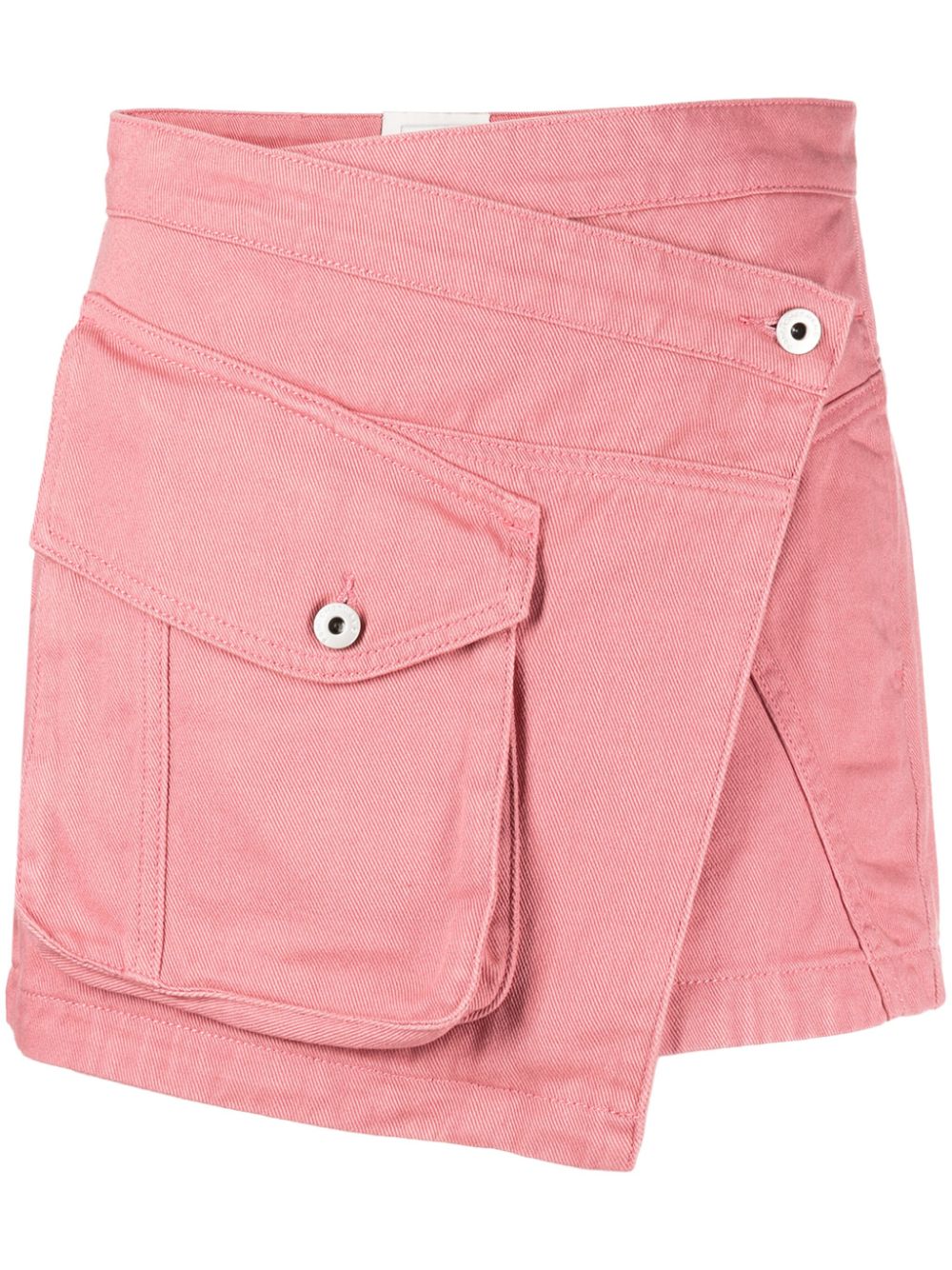 Asymmetric cargo-pocket miniskirt - Pink