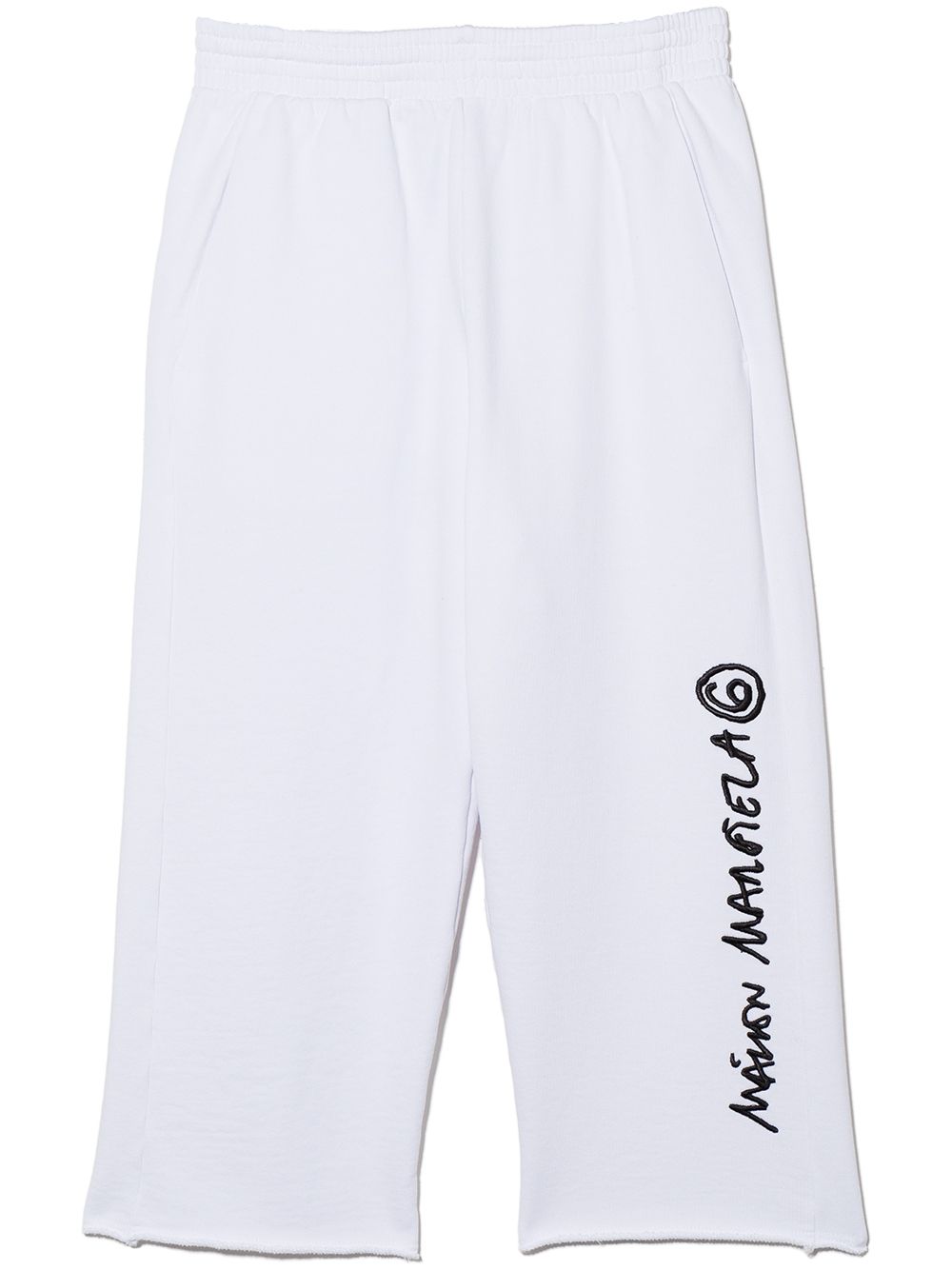 Logo-embroidered cotton track pants - White