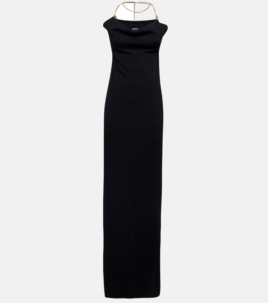 Chain-detail knitted maxi dress