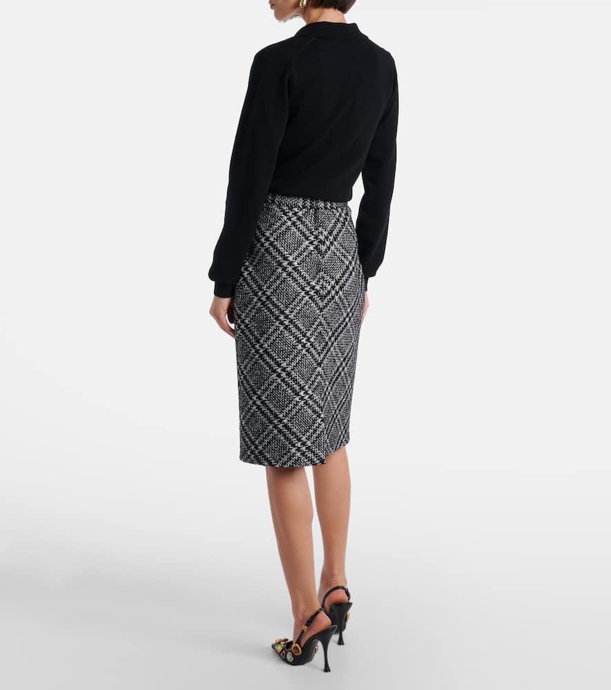 Checked wool-blend miniskirt