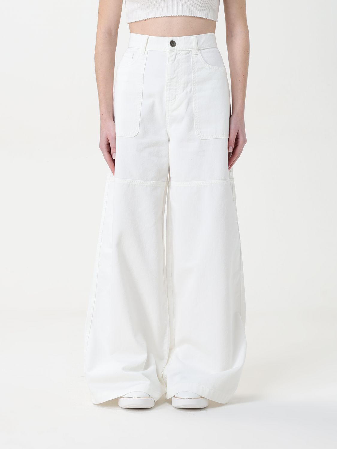 Wide-leg cargo jeans - White