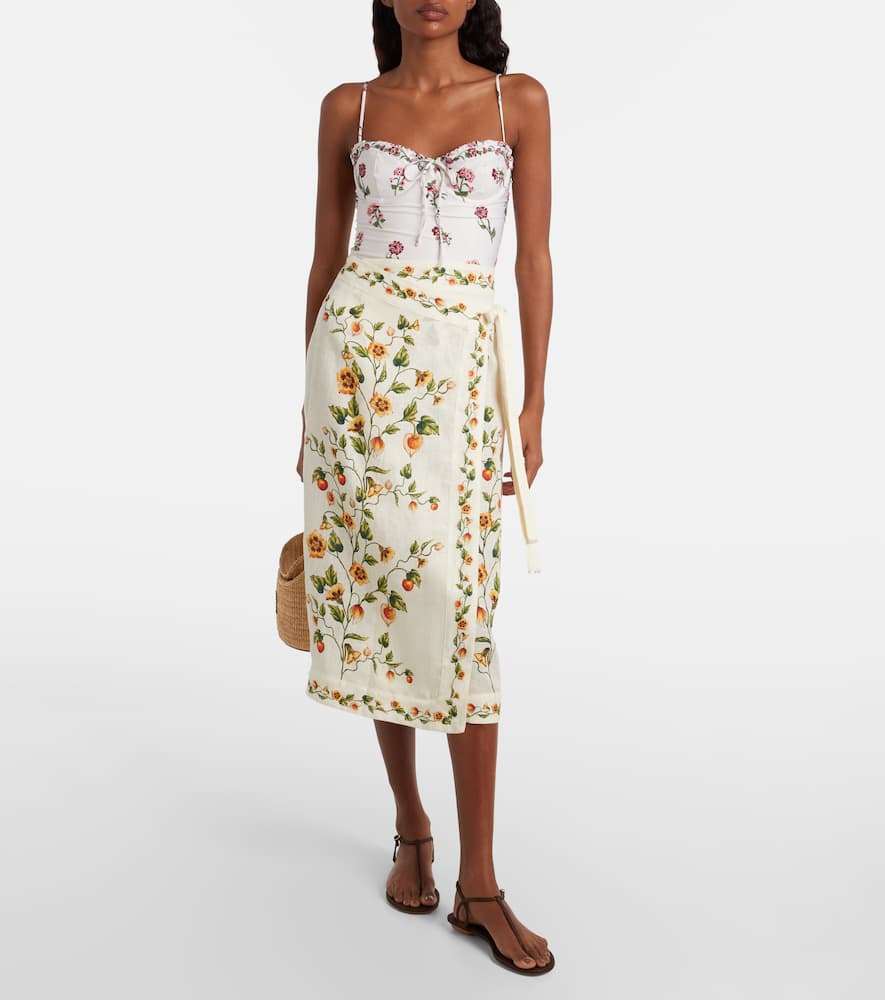Luna floral linen beach cover-up
