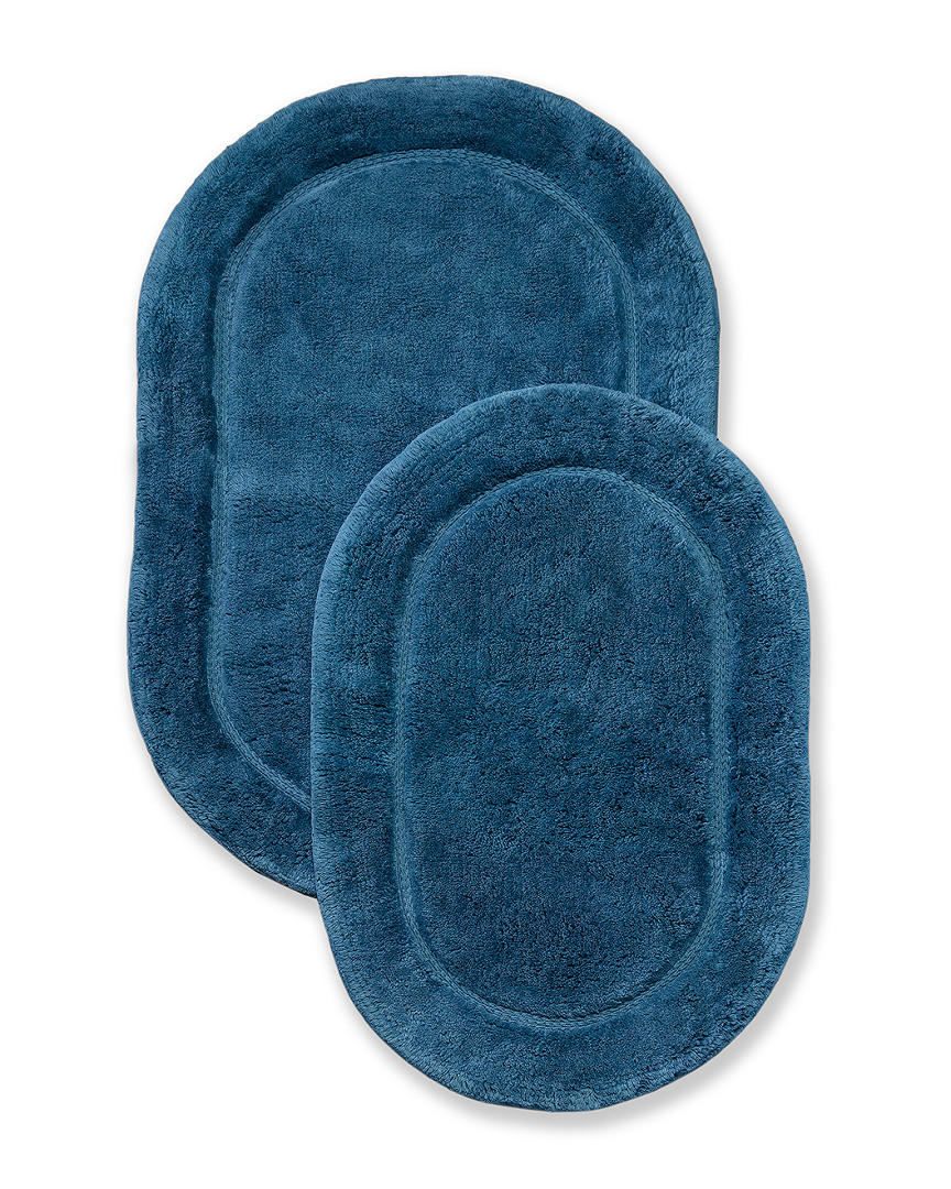 Superior Non-Slip Oval 2pc Plush Absorbent Cotton Bath Rug Set