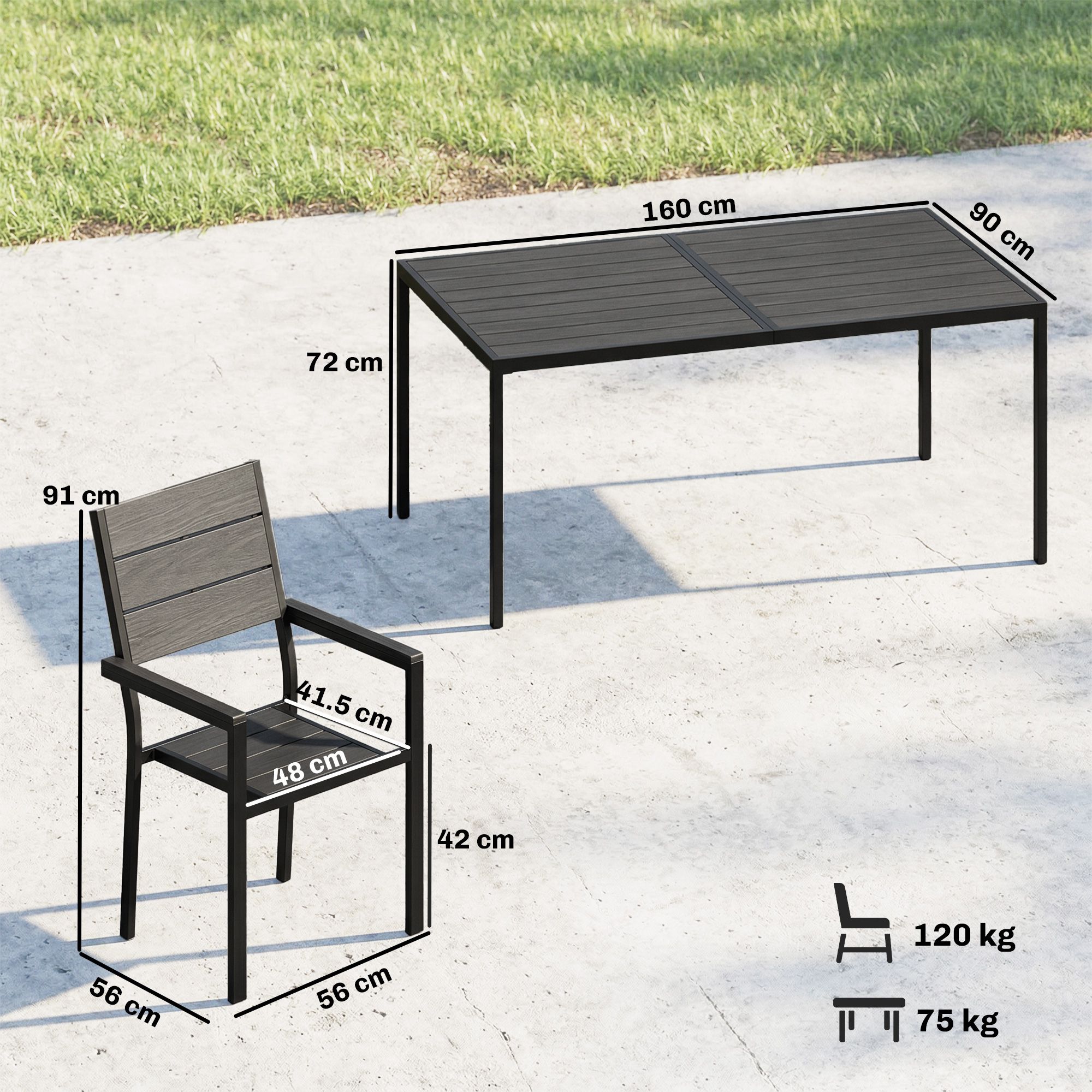 Outsunny 7 Pieces Outdoor Dining Set, Garden Table And Chairs Set, Black