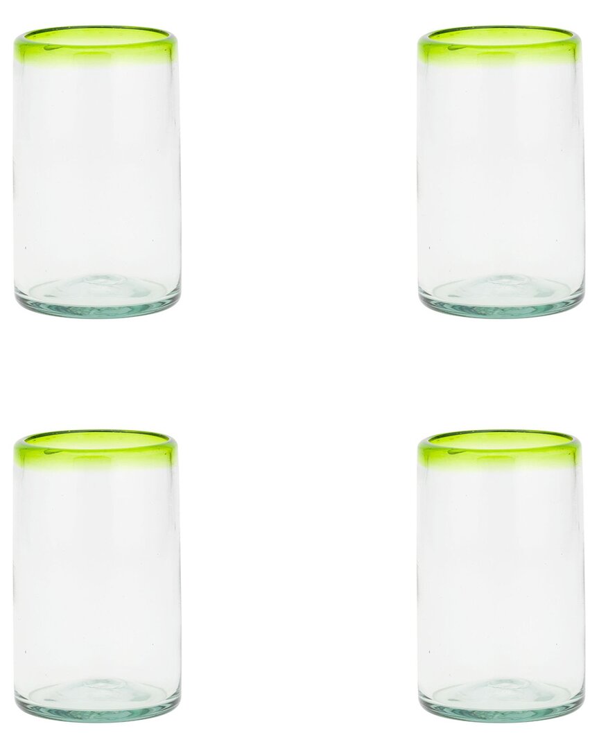 Set Of 4 Lime Rim Mexican Glassware Hiballs