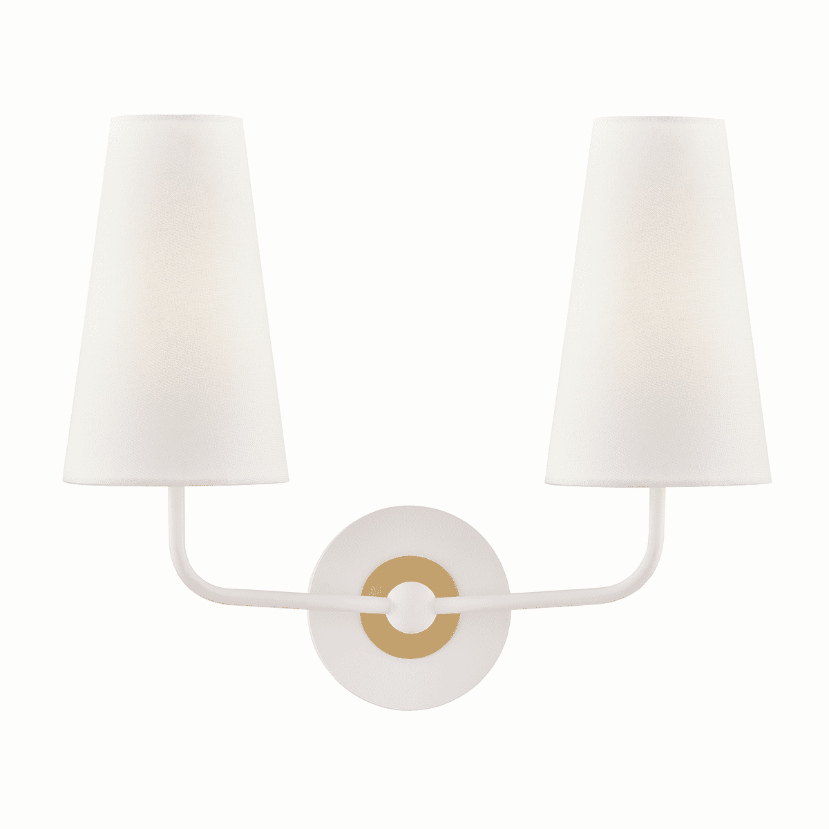 Mitzi Merri Two Light Wall Sconce in Aged Brass and White