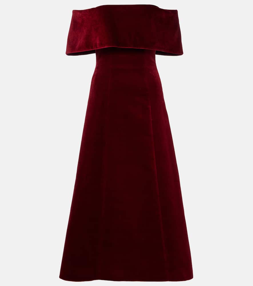 Carita off-shoulder cotton velvet midi dress