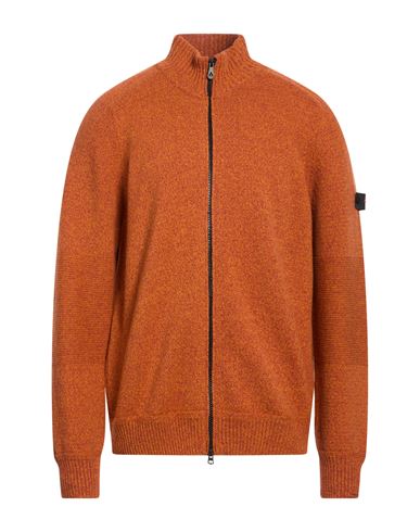 Man Cardigan Orange Size XL Wool, Polyamide