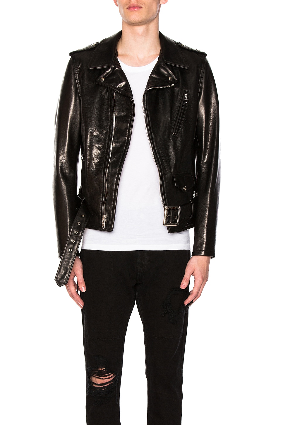 Schott Pebbled Moto Jacket in Black. - L also in XL, XL/1X