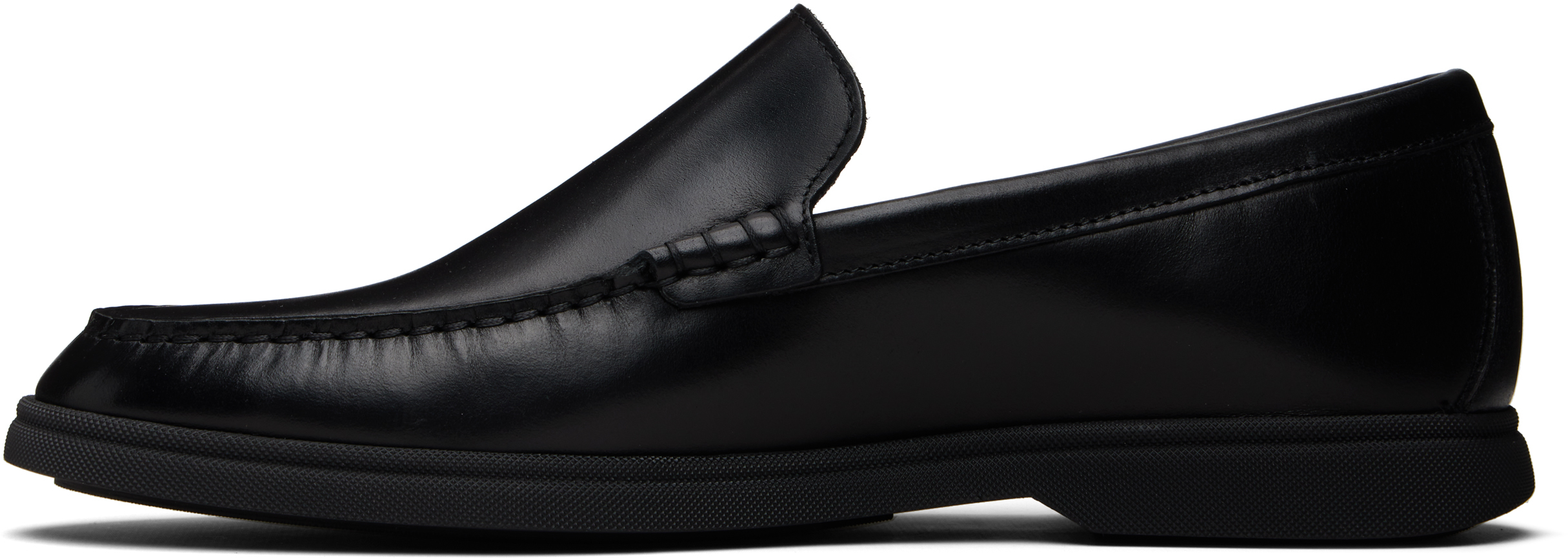 Black Emed-Logo Leather Loafers