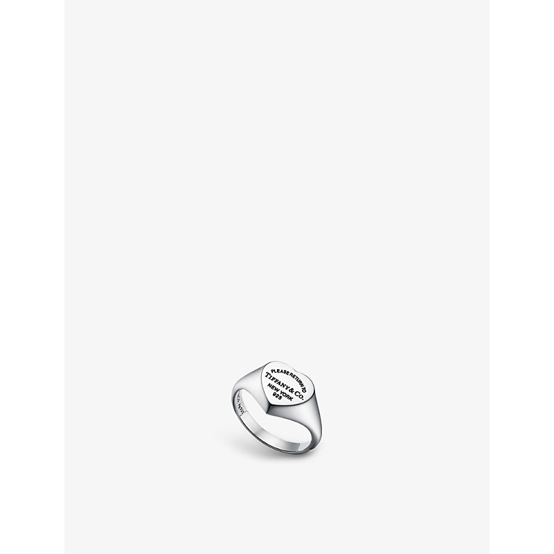 Womens Silver Return to Tiffany Heart Small Sterling-silver Signet Ring