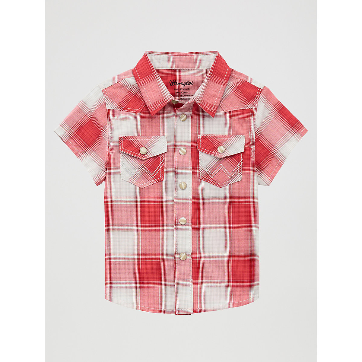 Little Boy Short Sleeve Western Snap Shirt in Cherry
