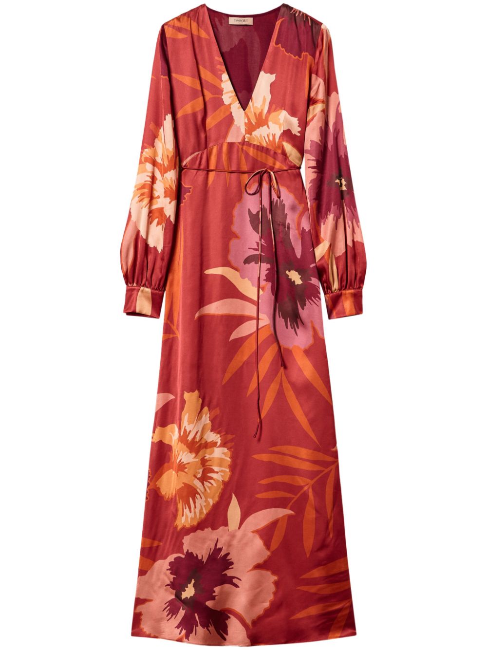 Floral-all-over-printed dress - Red