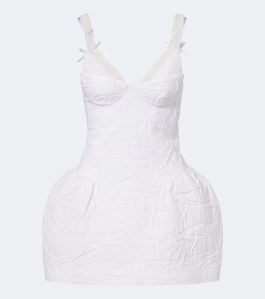 Crinkled cotton-blend minidress