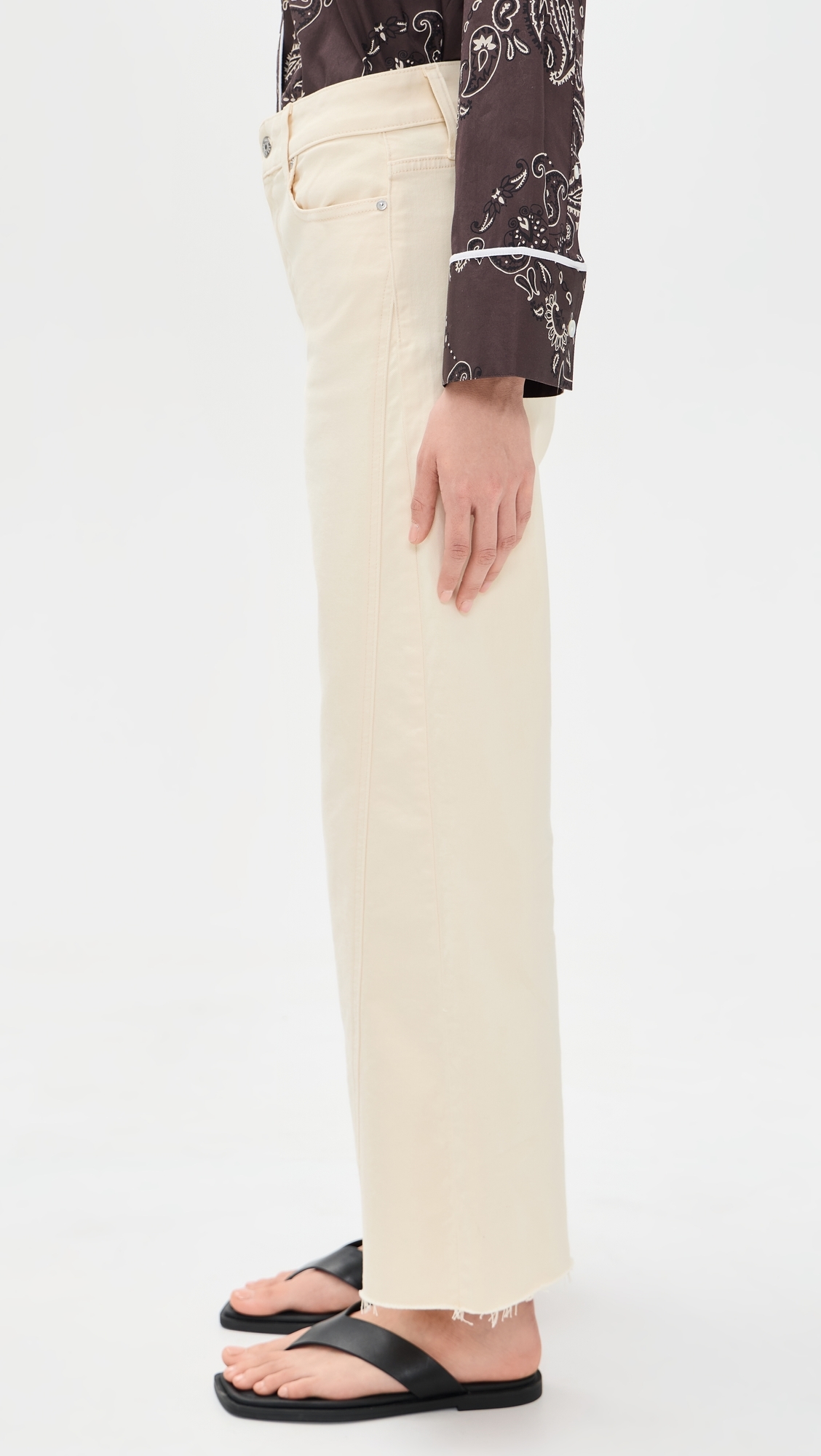 Anessa Jeans with Twisted Outseam Panel and Raw Hem Butter Yellow