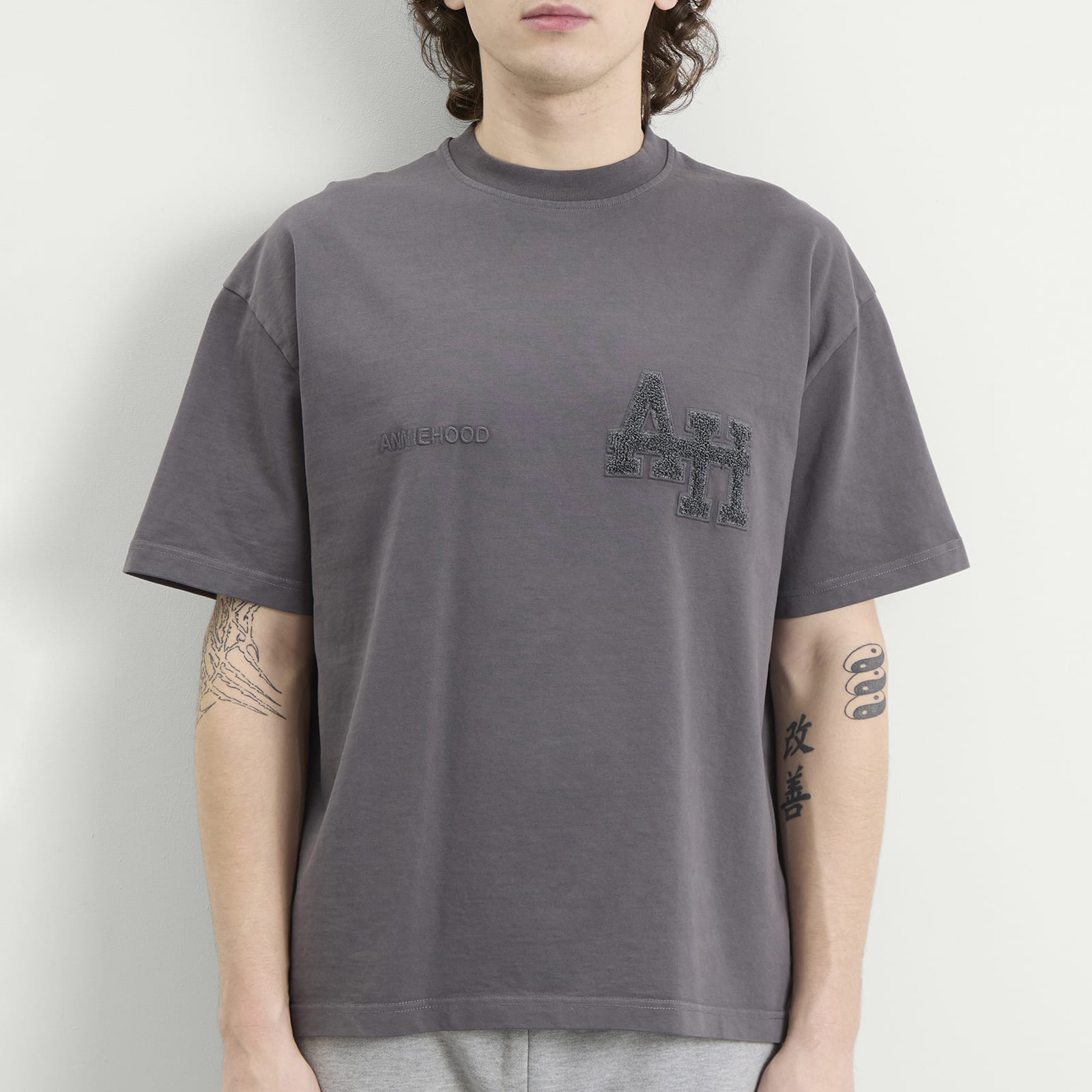 Men's College T-Shirt Washed Black