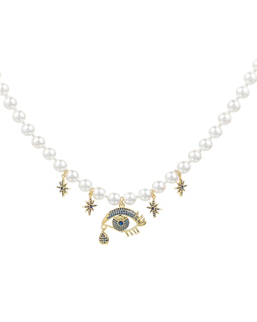 The Luxe Collection Pearl CZ Eye Star Pendant Necklace