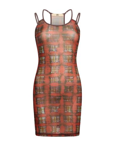 Woman Mini dress Rust Size S Polyester, Elastane